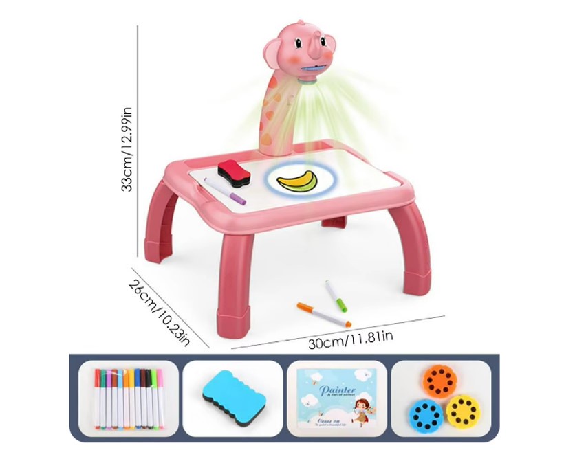 MINI MESA DE ARTE NIÑOS DIBUJO DIDÁCTICA ELEPHANT PROYECTOR ROSA - 2
