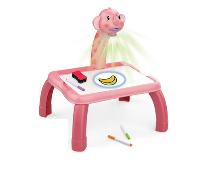 MINI MESA DE ARTE NIÑOS DIBUJO DIDÁCTICA ELEPHANT PROYECTOR ROSA - 3