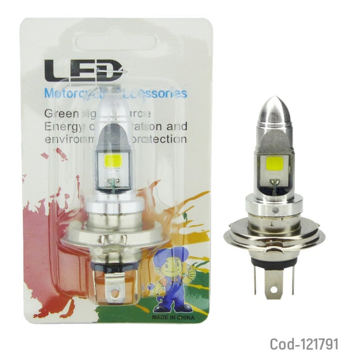 AMPOLLETA PARA MOTO H-4 LED COB AC-DC 12/24V - 3