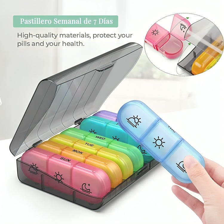 PASTILLERO SEMANAL ORGANIZADOR PORTÁTIL MULTICOLOR - 1