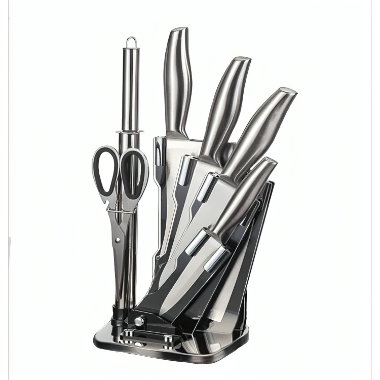 SET DE CUCHILLOS 7 PIEZAS ACERO INOXIDABLE + SOPORTE - 1
