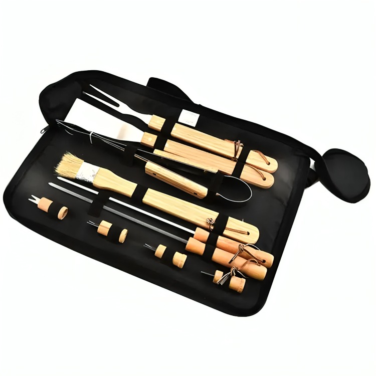 SET PARRILLERO 10 HERRAMIENTAS CON BOLSO PARA ASADOS - 1