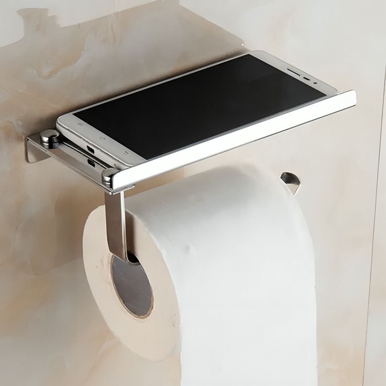 PORTA ROLLO PAPEL HIGIÉNICO CONFORT SOPORTE CELULAR - 4
