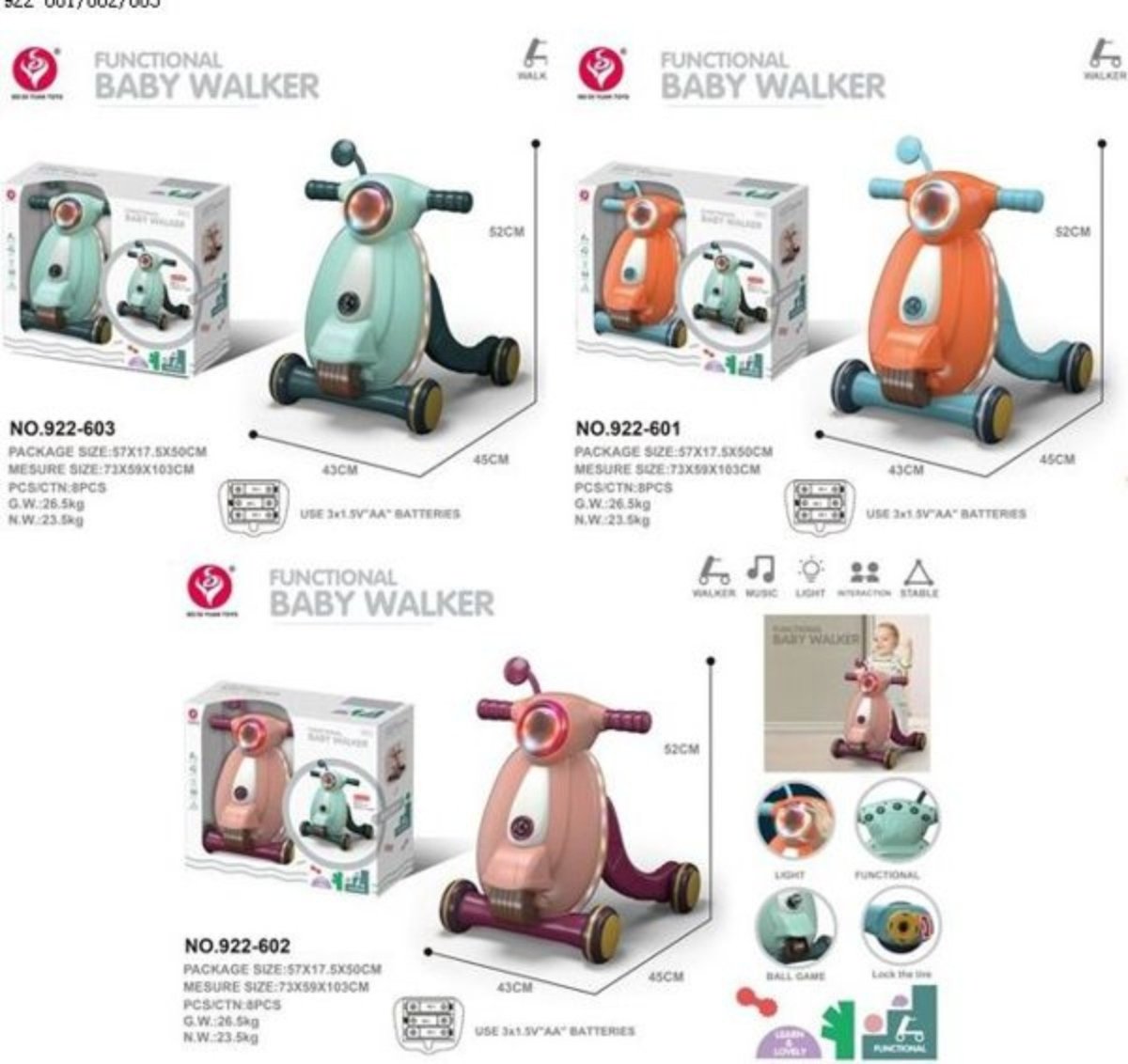 ANDADOR CAMINADOR PARA BEBE MUSICAL CAMINADOR JUGUETES INTERACTIVOS ROSA - 2