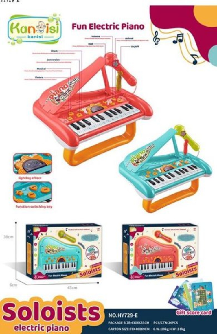 PIANO JUGUETE ELECTRÓNICO PARA NIÑOS MUSICAL CON MICRÓFONO ROSA - 1