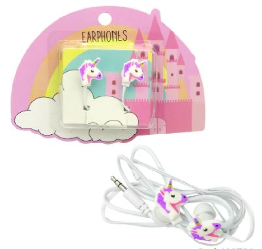 AUDIFONOS PARA NIÑOS CON CABLE DE UNICORNIO EN NUBE, TUK KF-11073, 6 DISEÑOS. EN BLISTER. - 3