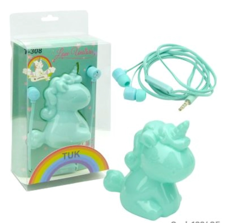 AUDIFONO PARA NIÑOS CON CABLE, UNICORNIO, TUK T-308, 4 COLORES. EN CAJA. - 2