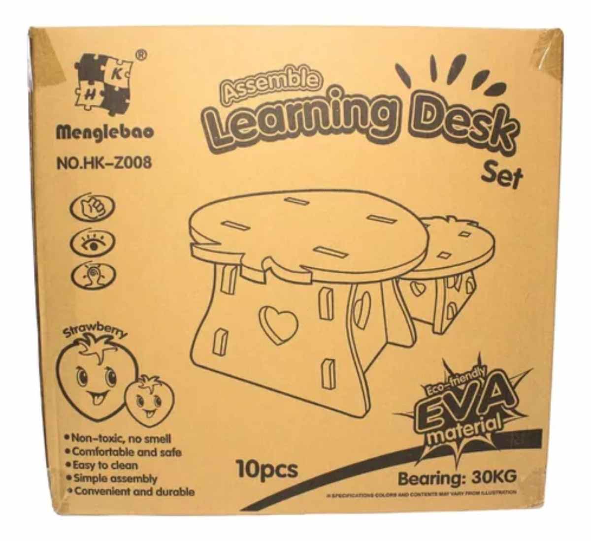 SET ESCRITORIO Y ASIENTO GOMA EVA FRUTILLA NIÑOS - 3