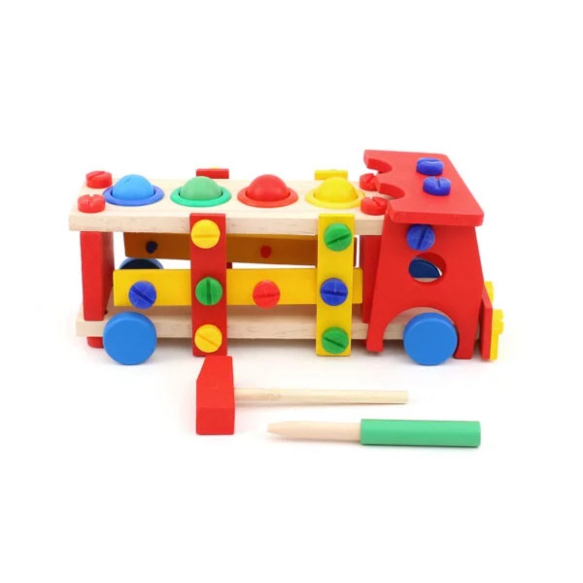 CAMIÓN MULTIFUNCIONAL MULTICOLOR CON MARTILLO JUGUETE MADERA - 1