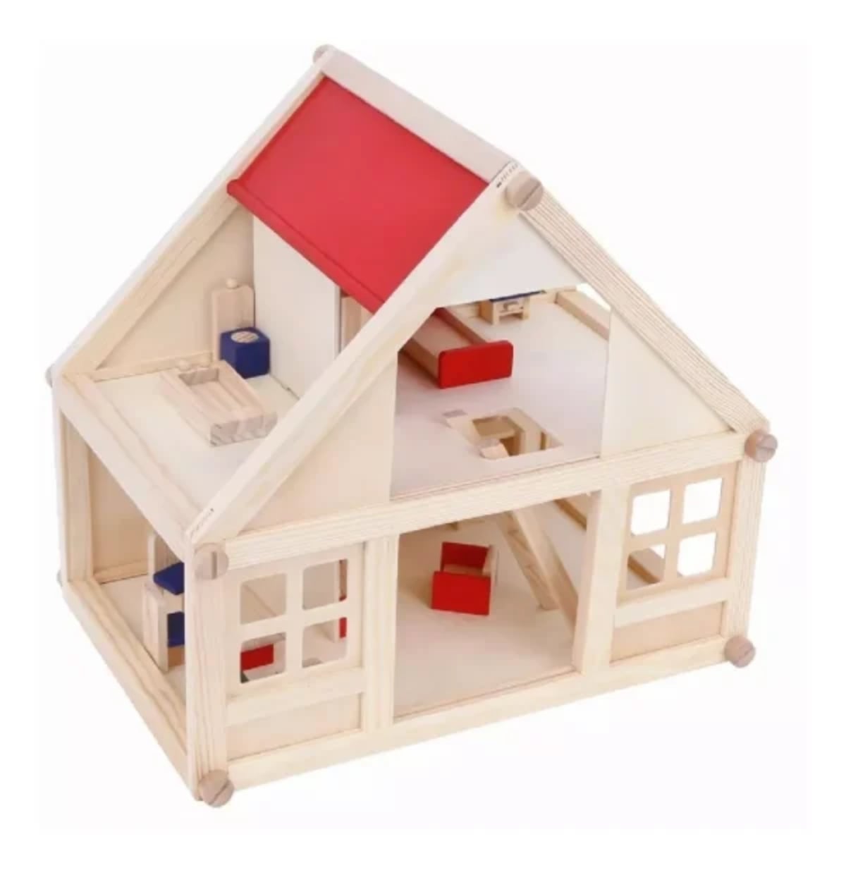 CASA MUÑECAS MULTICOLOR MADERA MUEBLES NIÑAS + SET FAMILIA REAL - 4