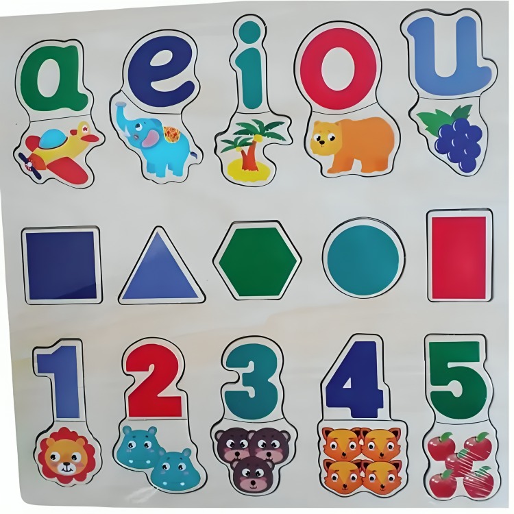 TABLA VOCALES Y NÚMEROS PUZZLE MULTICOLOR ENCAJE - 1