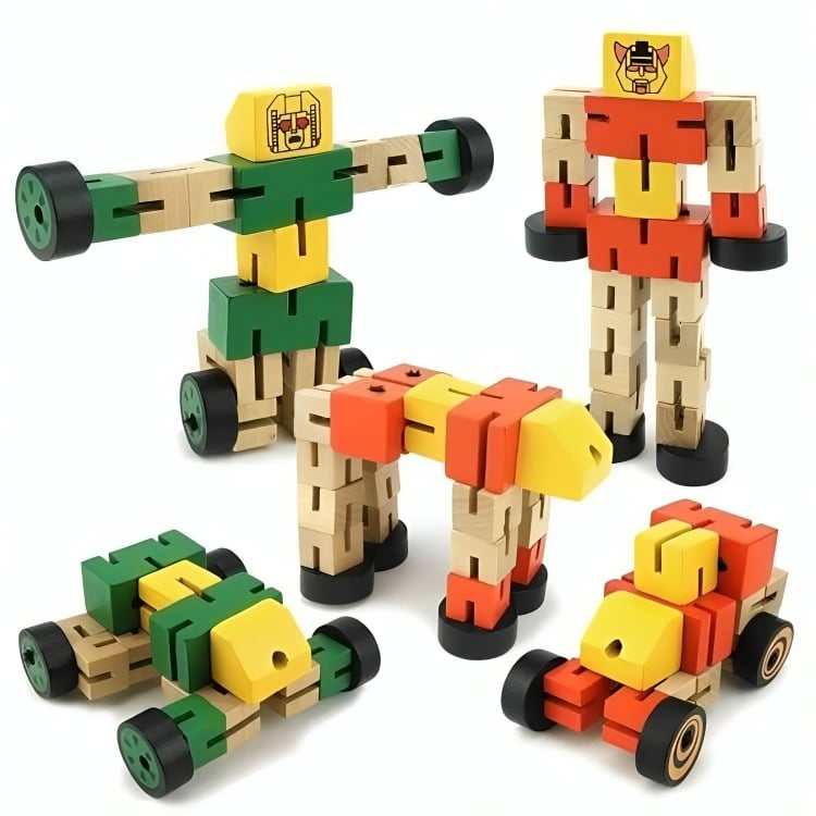 ROBOT JUGUETE MULTICOLOR MADERA - 1