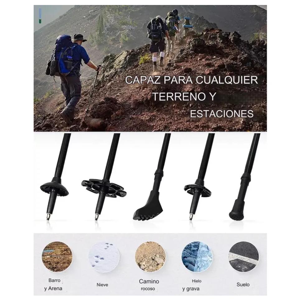 PACK 2 BASTONES TREKKING SENDERISMO PLEGABLE ALUMINIO 7075 - 1