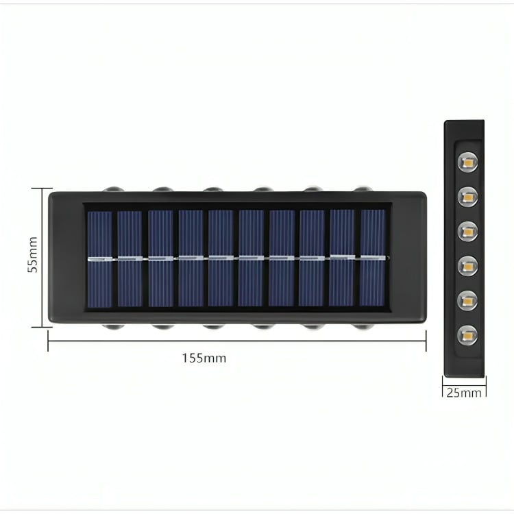 PACK X 2 LAMPARA SOLAR 12 LED EXTERIOR APLIQUE DE MURO - 1