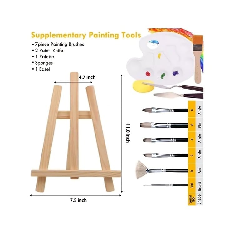 KIT 40PCS LIENZO PINTURA ACRÍLICA BASTIDOR ESPATULAS PINCELES - 2