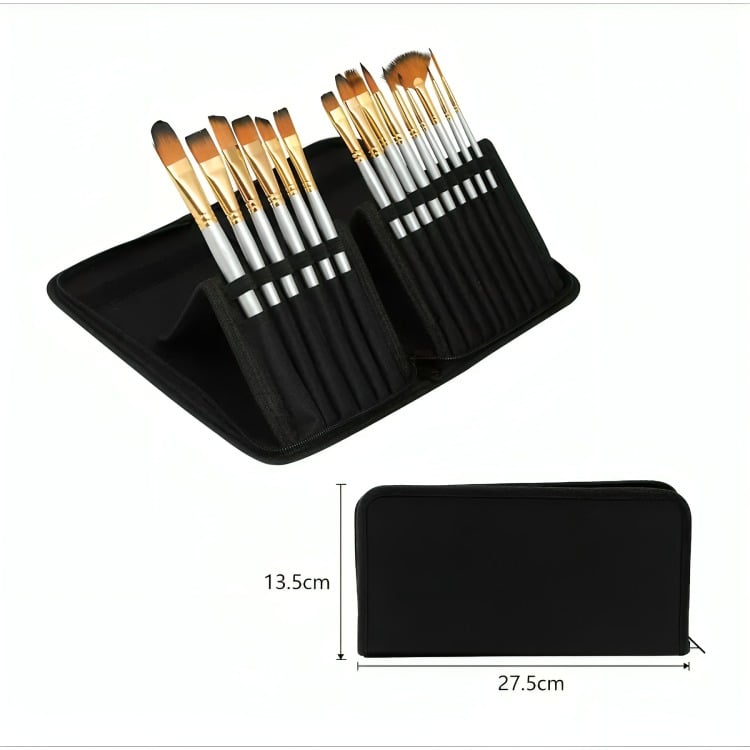 SET PINCELES 15 PIEZAS PELO SINTÉTICO ACUARELA ACRÍLICO OLEO - 2