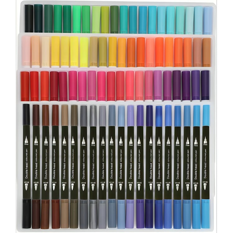 80 MARCADORES DOBLE PUNTA TIPO PINCEL COLORES - 1