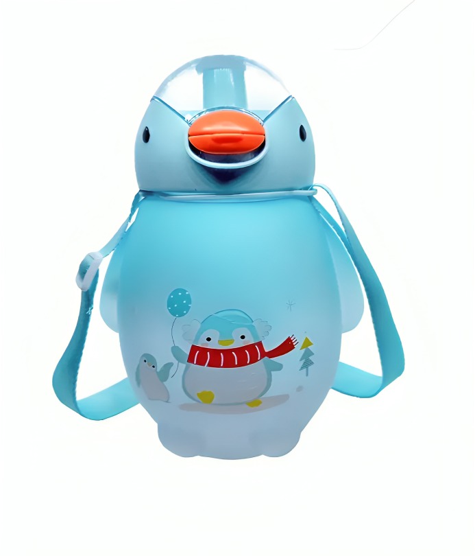 BOTELLA AGUA PINGUINO KAWAII CON STICKERS TURQUESA - 2