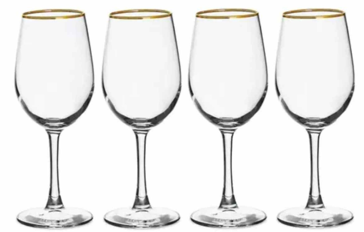 SET 4 COPAS VINO 320CC BORDE DORADO - 2