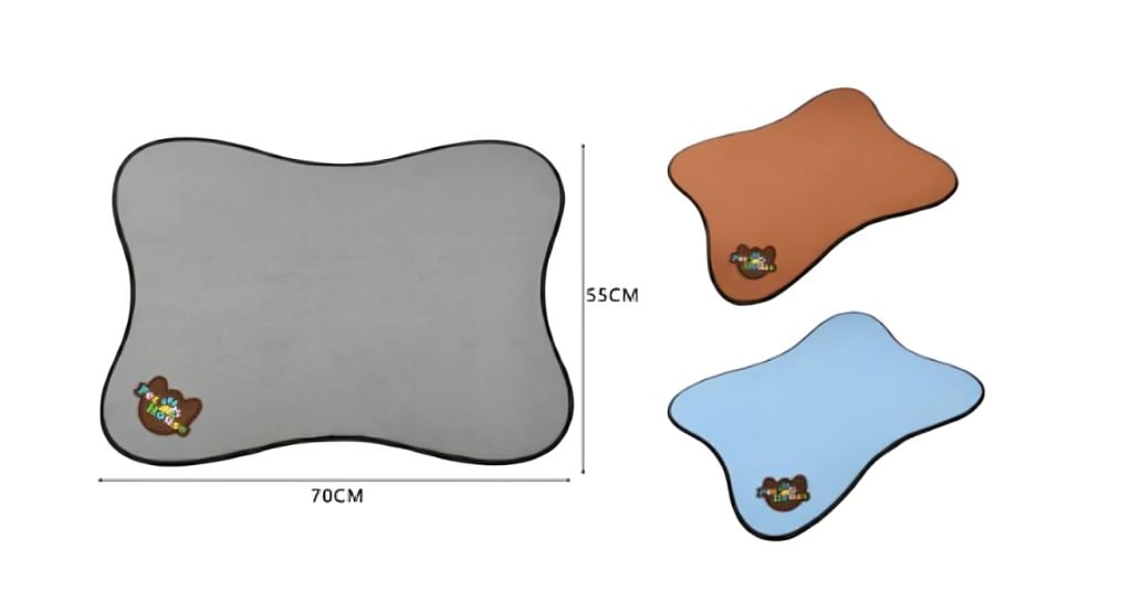 ALFOMBRA PARA MASCOTAS NARANJA, GRIS Y CELESTE 70X55 CM - 3