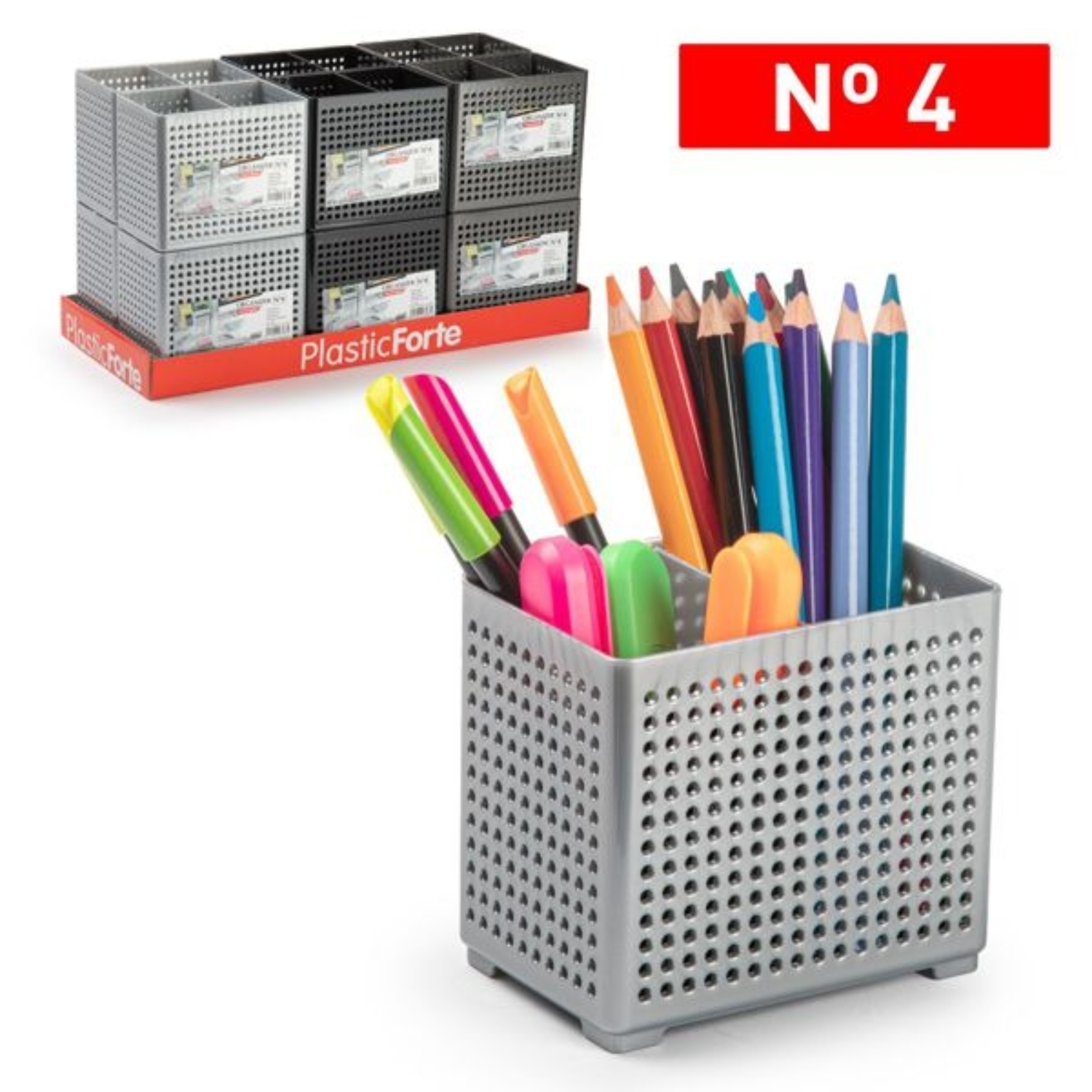 ORGANIZADOR PARA ESTUDIO OFICINA CUADRADO NO. 4 8X12X10,5 CM GRIS - 1
