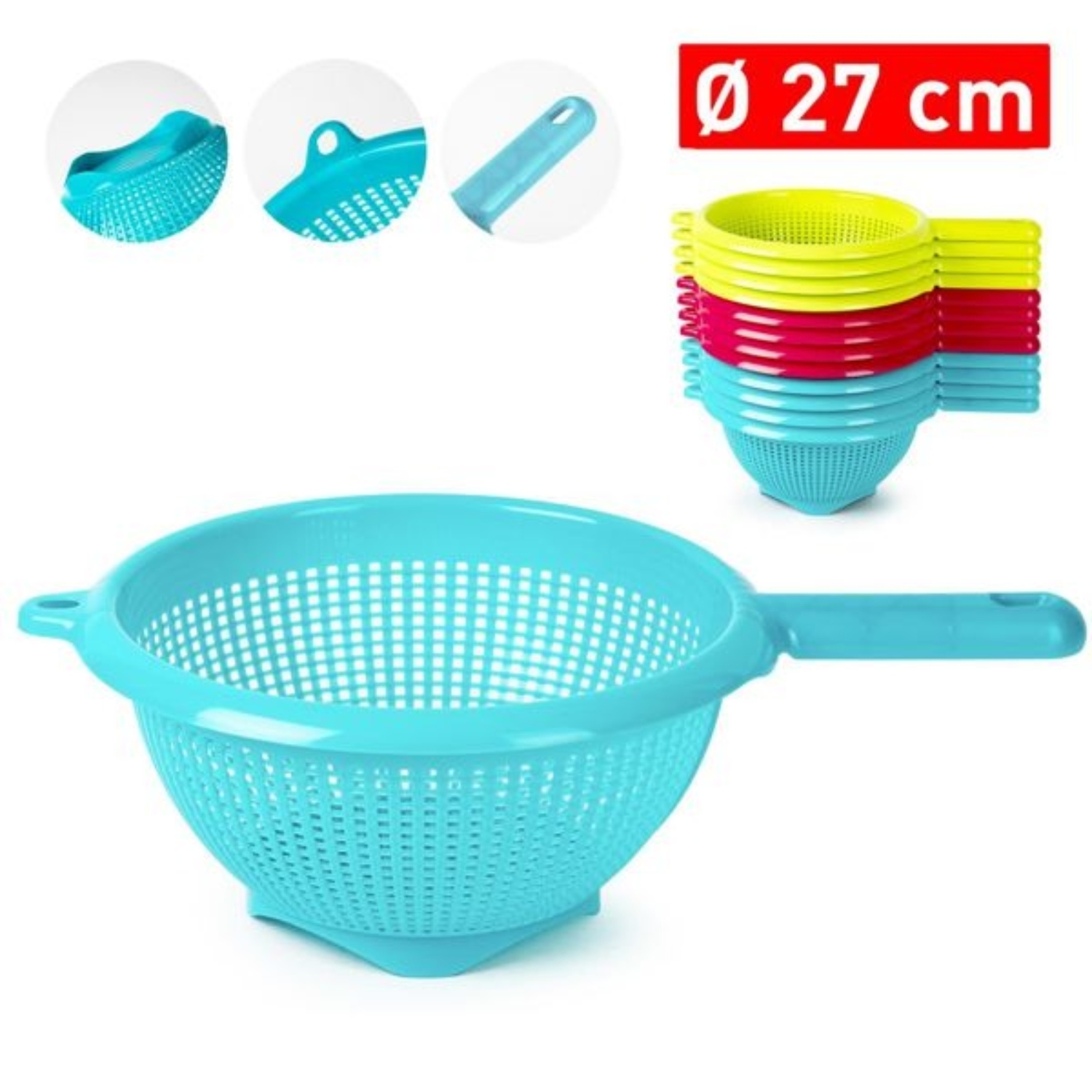 ESCURRIDOR DE VERDURAS XL CON MANGO 26,5 CM COLORES SURTIDOS - 3