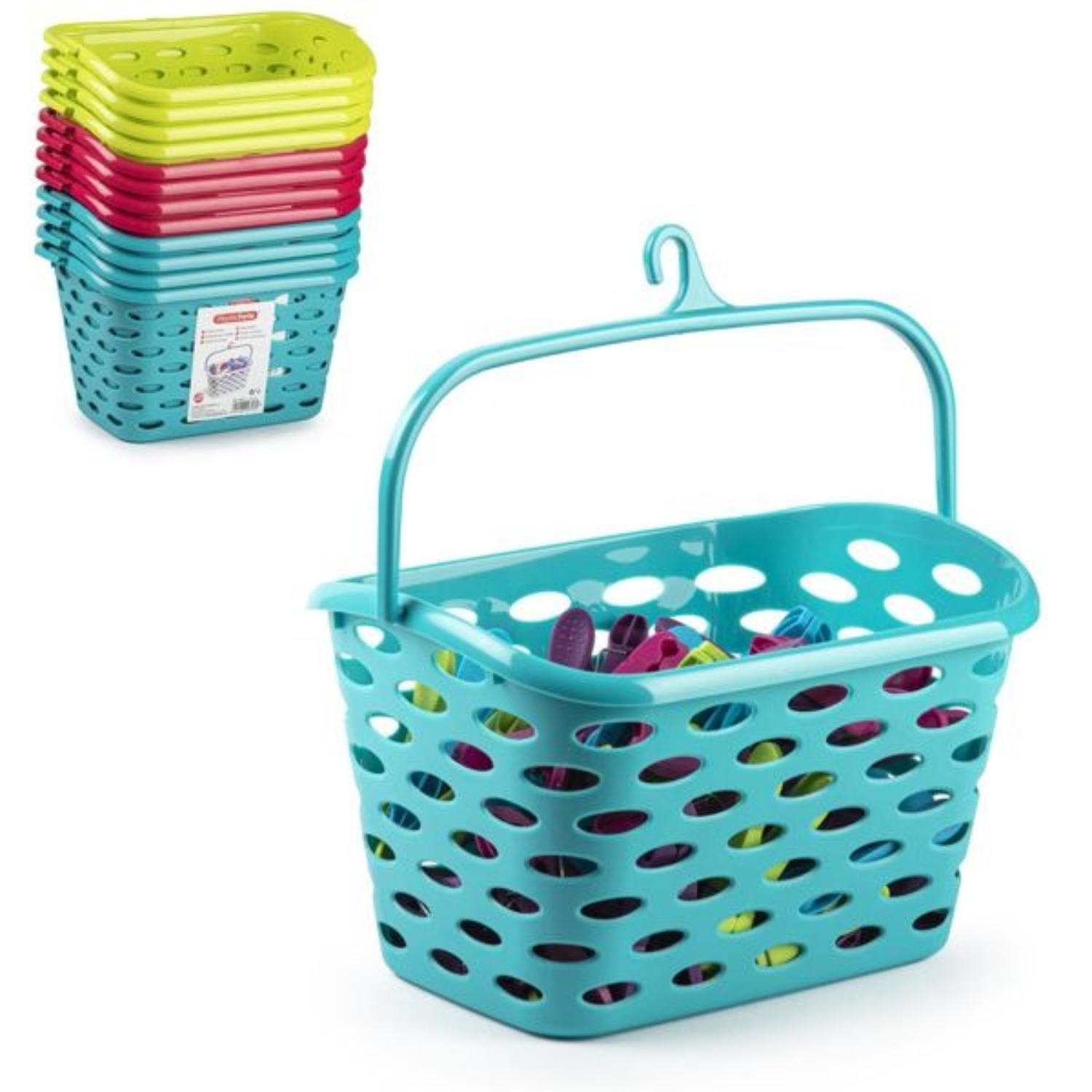 CESTA PARA PINZAS COLORES SURTIDOS - 1