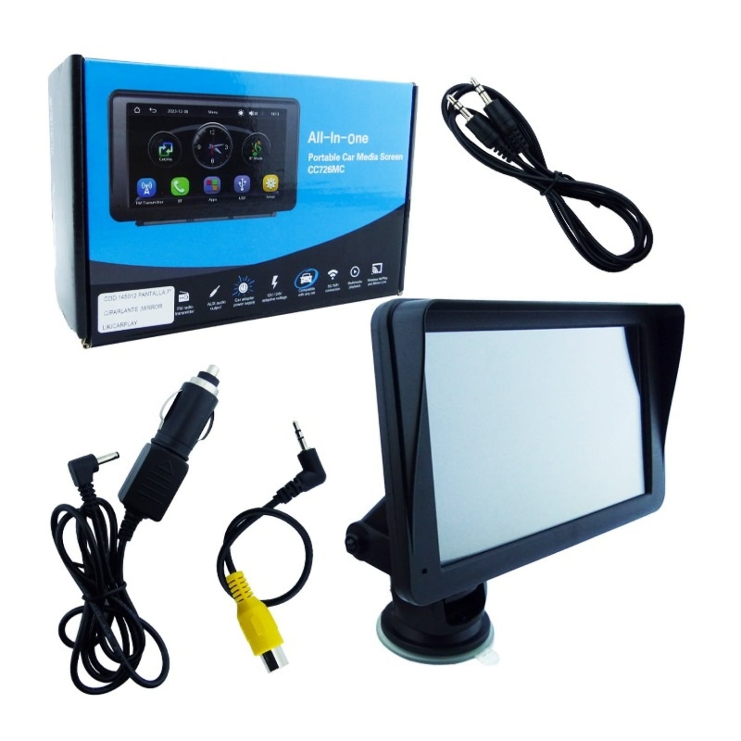 PANTALLA 7 PULG PARA AUTO CON PARLANTE, BRAZO, MIRROR LINK CAR PLAY/ANDROID - 3