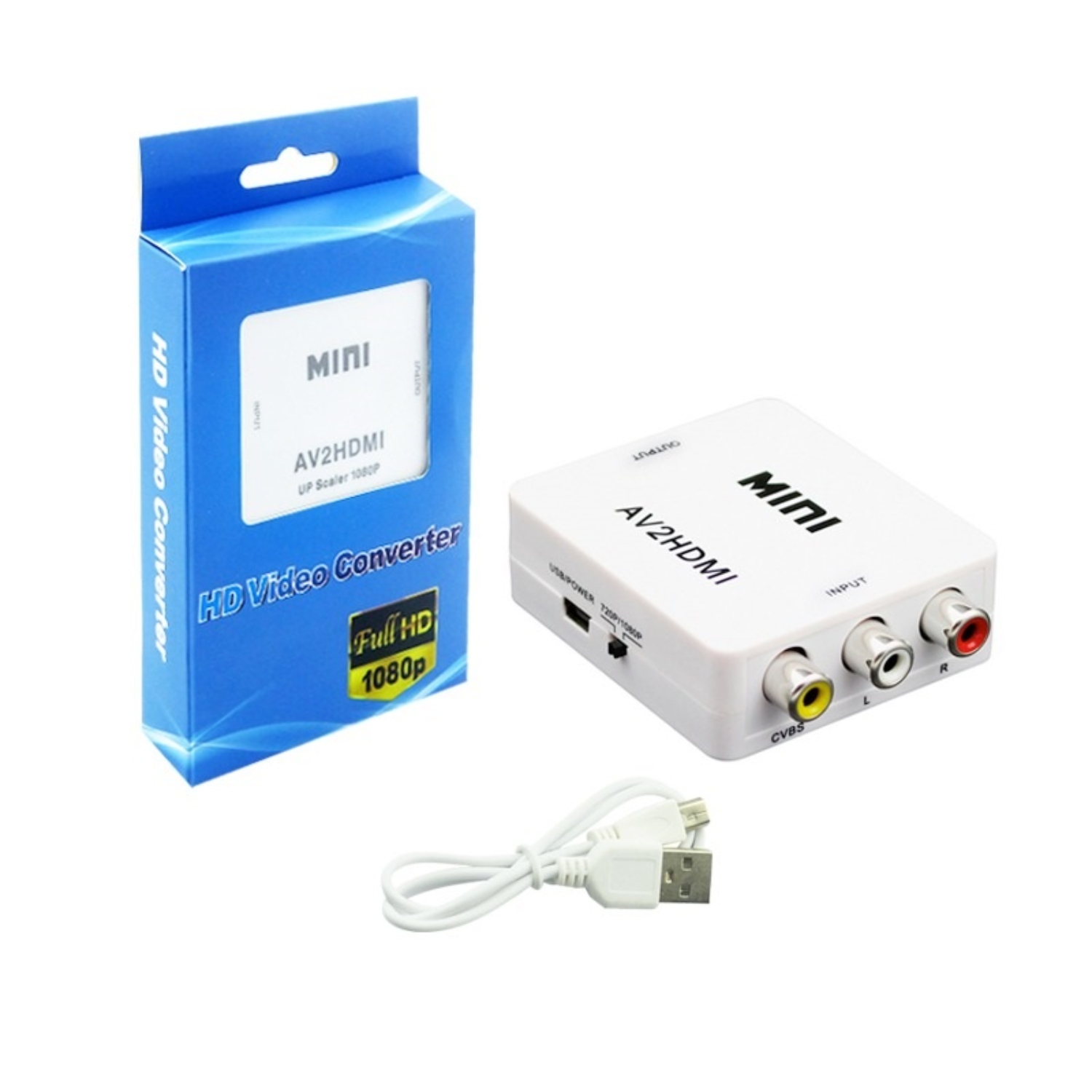 CONVERTIDOR DE AV A HDMI CON AUDIO CONVIERTE AUDIO/VIDEO RCA EN HDMI CAJA - 1