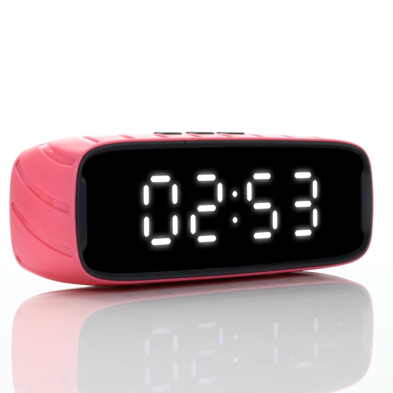 PARLANTE BLUETOOTH INALÁMBRICO RELOJALARMA TIPO ESPEJO ROJO - 1