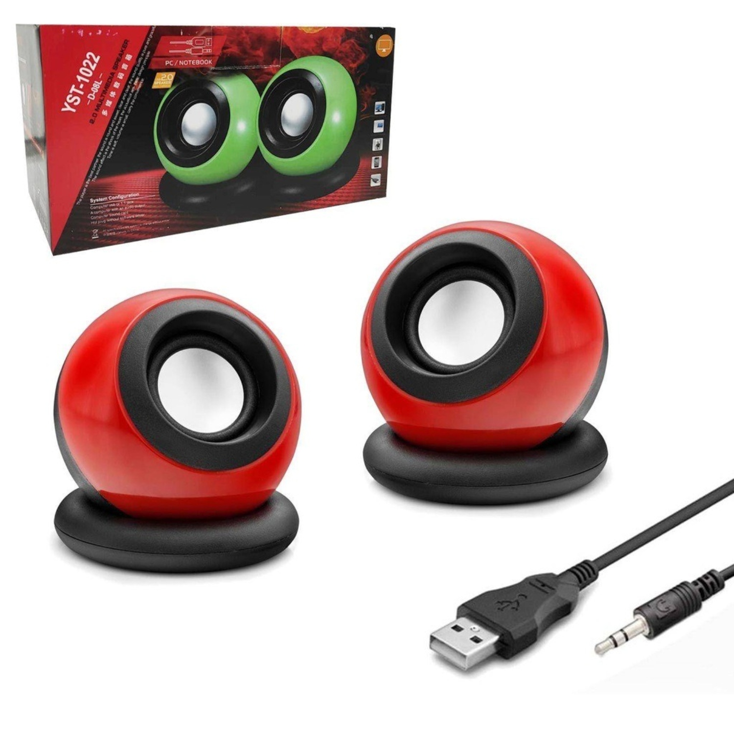 PARLANTE D-08L PARA PC-NOTEBOOK (REDONDO) - ROJO - 3