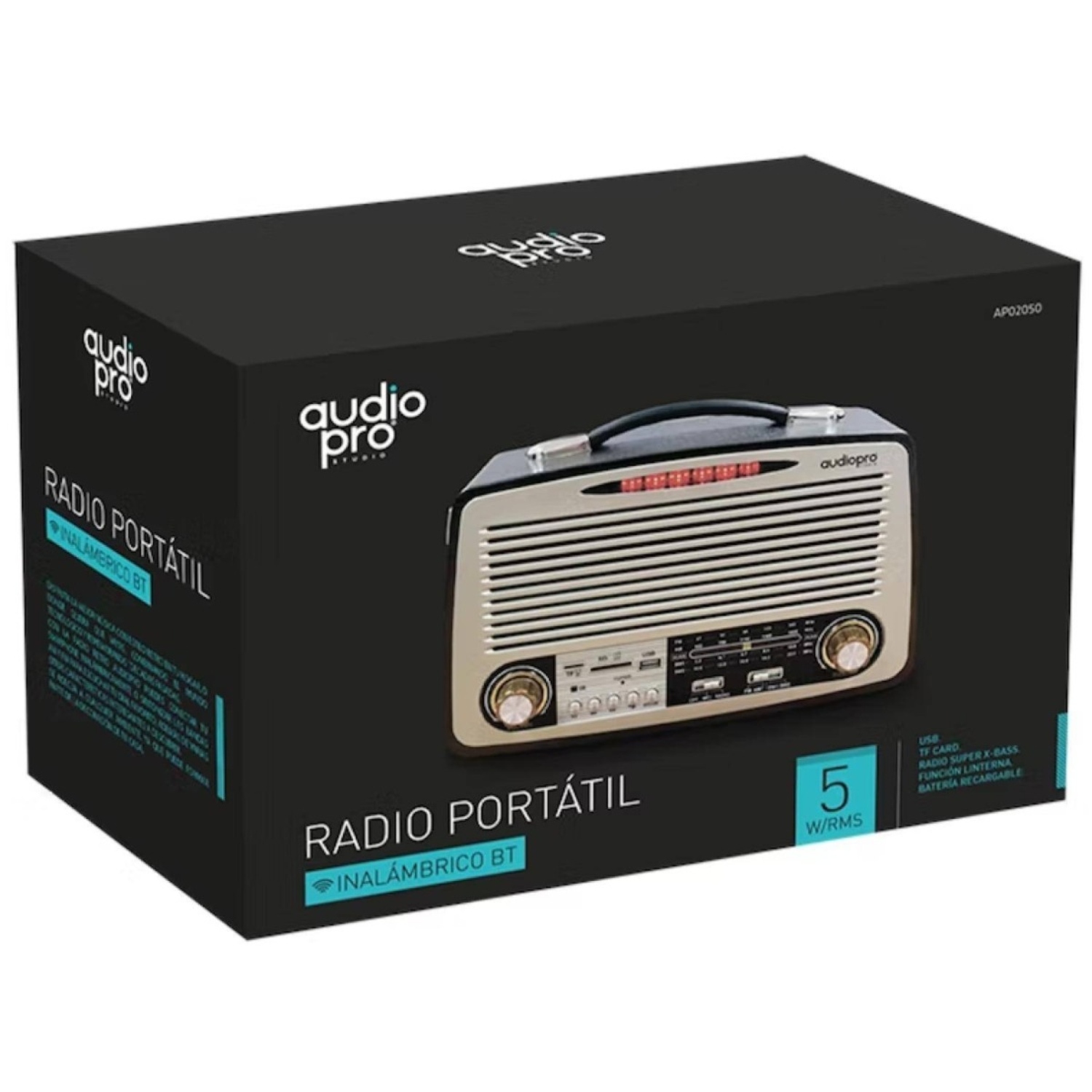 RADIO RETRO PORTATIL BLUETOOTH-FM-USB-SD RECARGABLE AUDIOPRO - 1