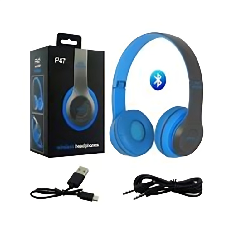 AUDÍFONOS INALÁMBRICO BLUETOOTH P47 ESTÉREO RADIO - AZUL - 2
