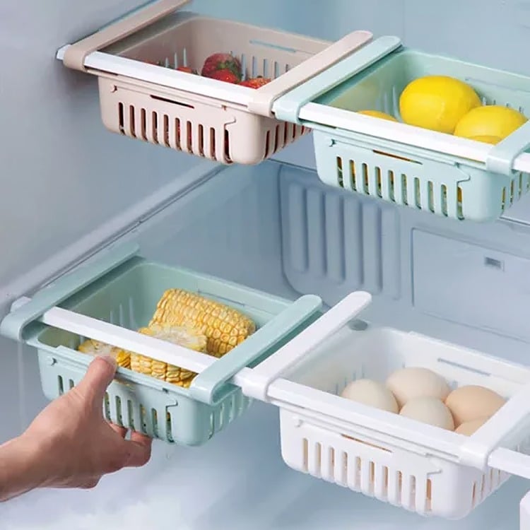 CANASTA CESTO PARA NEVERA REFRIGERADOR BEIGE - 1