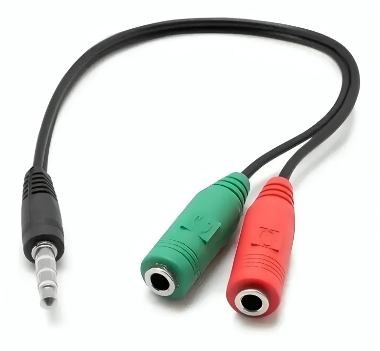 SET X2 SPLITTER STEREO 3.5MM MACHO A 2 HEMBRA AUDÍFONO Y MICRÓFONO - 1