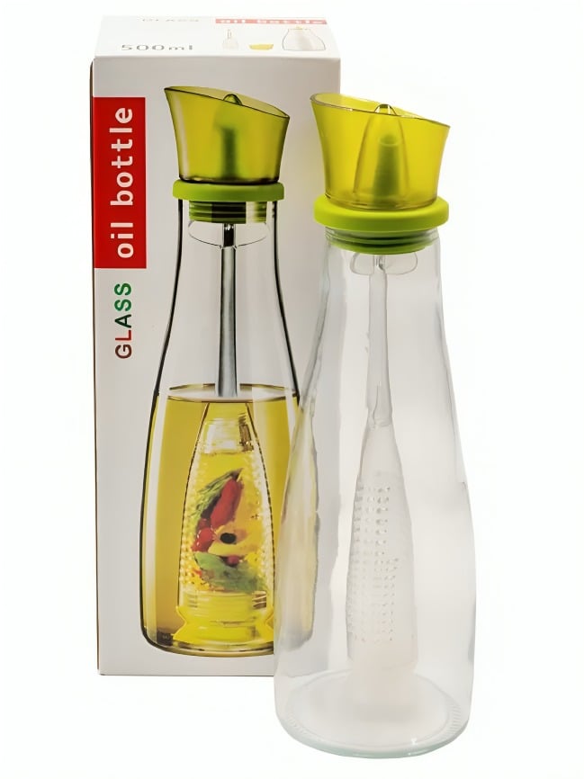 BOTELLA DOSIFICADOR PARA ACEITE DE OLIVA CON COLADOR 500 ML - 2