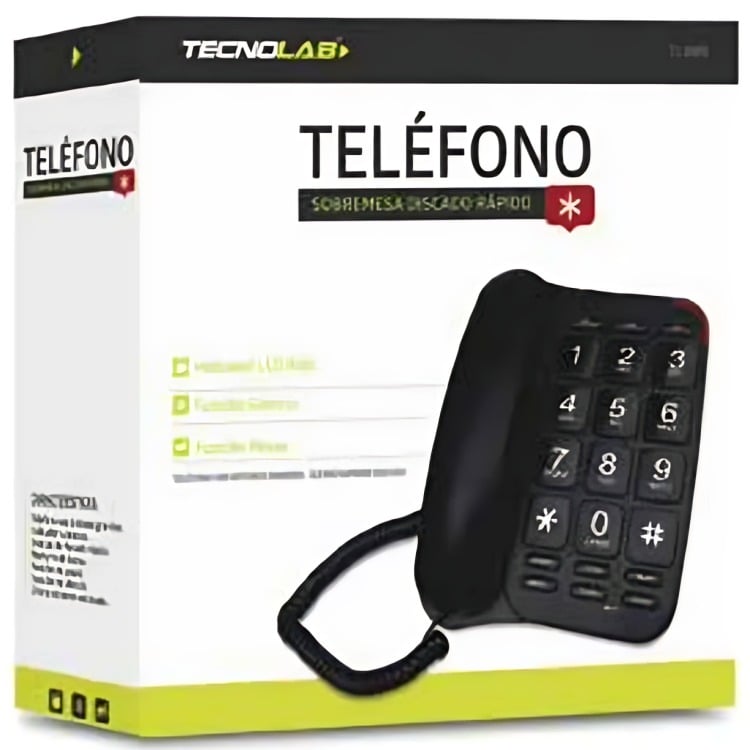 TELEFONO DE SOBREMESA NUMERO GRANDES NEGRO TECNOLAB - 2