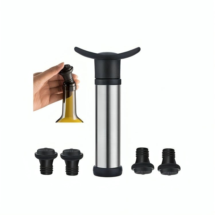 BOMBA DE VACÍO CON TAPAS PARA BOTELLAS DE VINO - 1