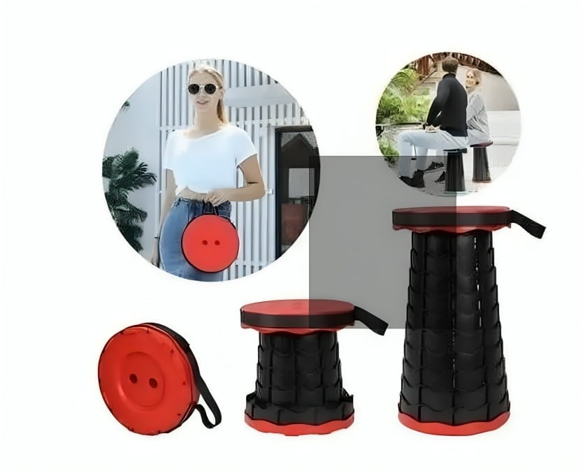 TABURETE PLEGABLE SILLA RETRACTIL ROJO - 5