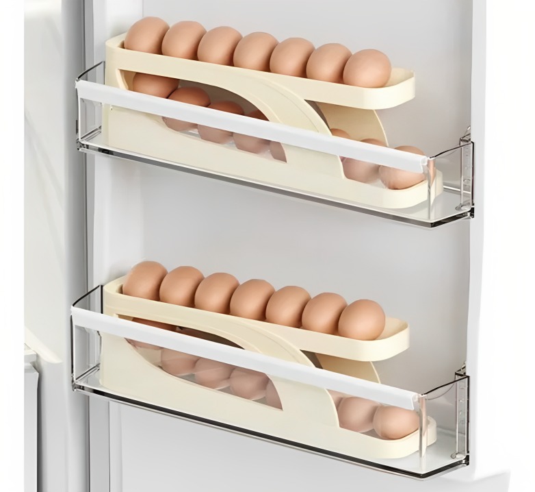PACK 02 DISPENSADOR ORGANIZADOR DE HUEVOS RODANTES PARA REFRIGERADOR - 2