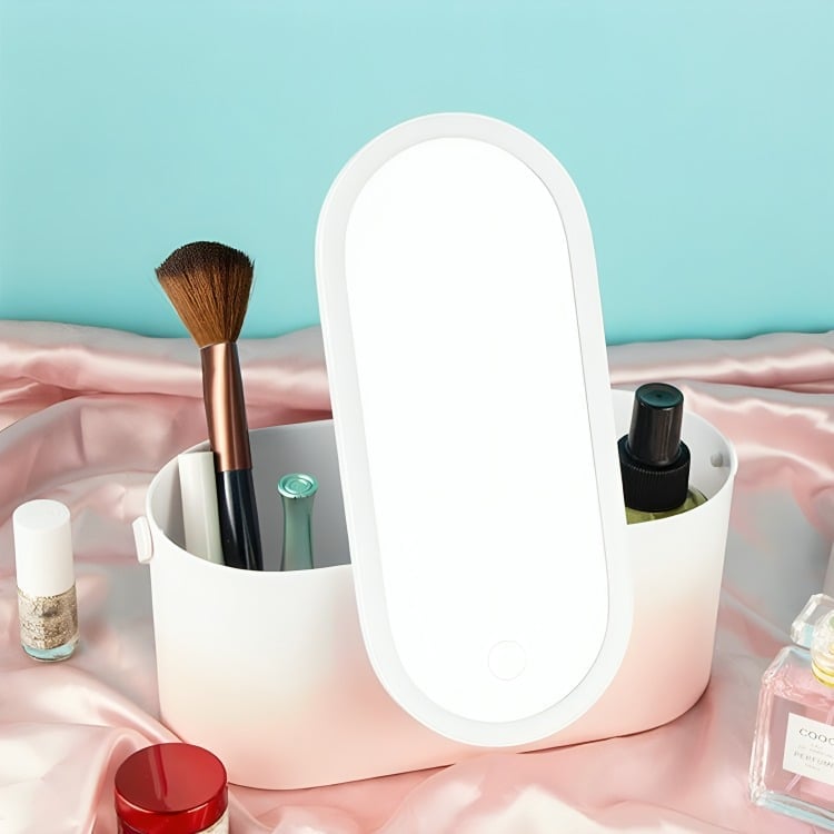 CAJA ORGANIZADOR DE MAQUILLAJE PORTÁTIL CON ESPEJO - 1