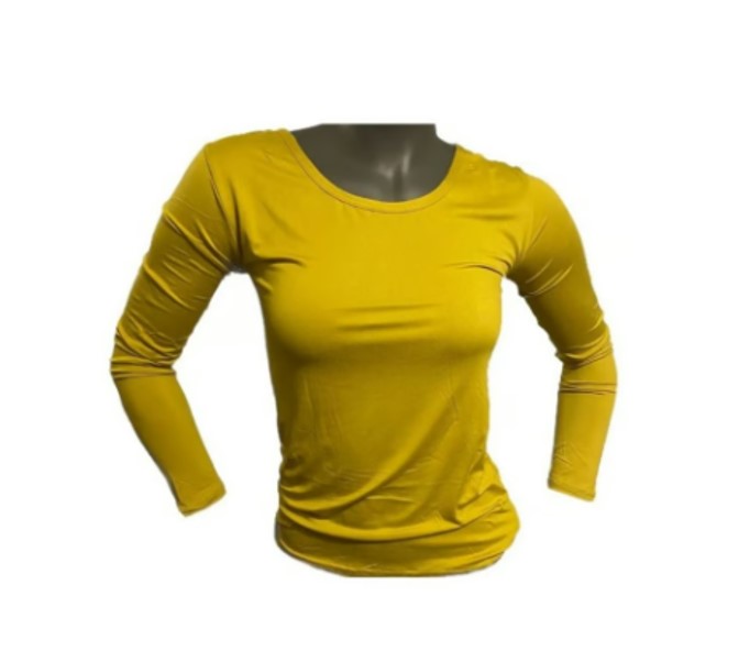 POLERA MUJER CUELLO REDONDO CAMISETA PRIMERA CAPA AMARILLO M/L - 1