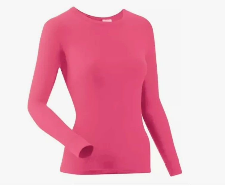 POLERA MUJER CUELLO REDONDO CAMISETA PRIMERA CAPA FUSCIA M/L - 2