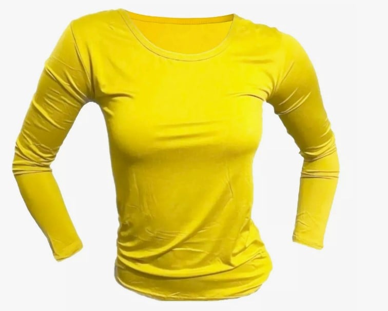 POLERA MUJER CUELLO REDONDO CAMISETA PRIMERA CAPA AMARILLO 2 M/L - 2