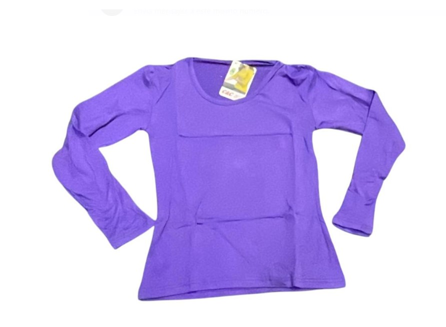 POLERA MUJER CUELLO REDONDO CAMISETA PRIMERA CAPA LILA M/L - 1