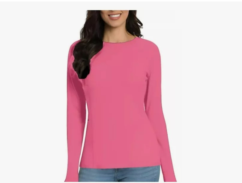 POLERA MUJER CUELLO REDONDO CAMISETA PRIMERA CAPA ROSA L/XXL - 2