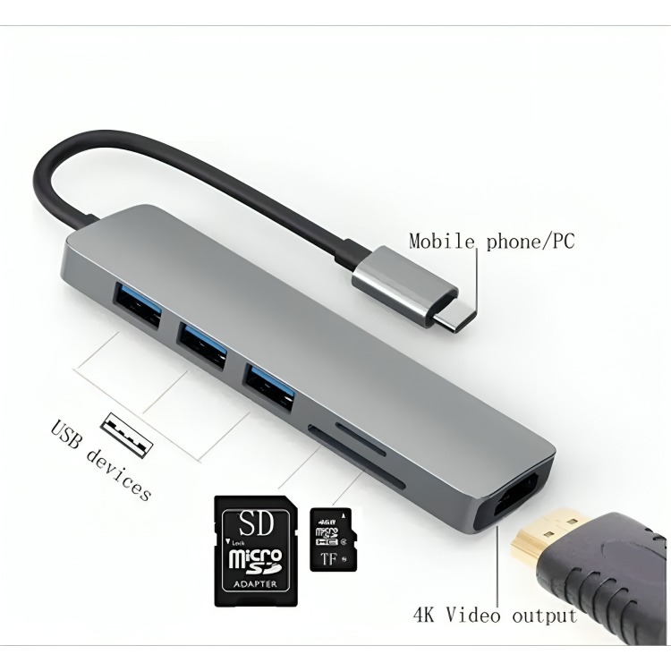 ADAPTADOR USB HUB HDMI TIPO C 3 X USB 3.0 6EN1 - 2