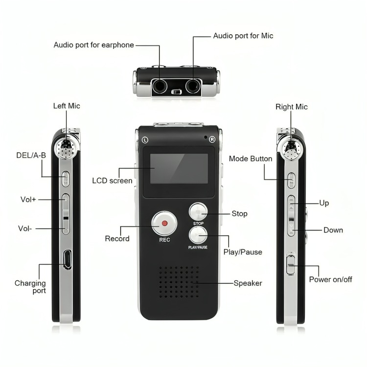 GRABADORA DIGITAL PROFESIONAL DE VOZ 8GB MP3 - 3