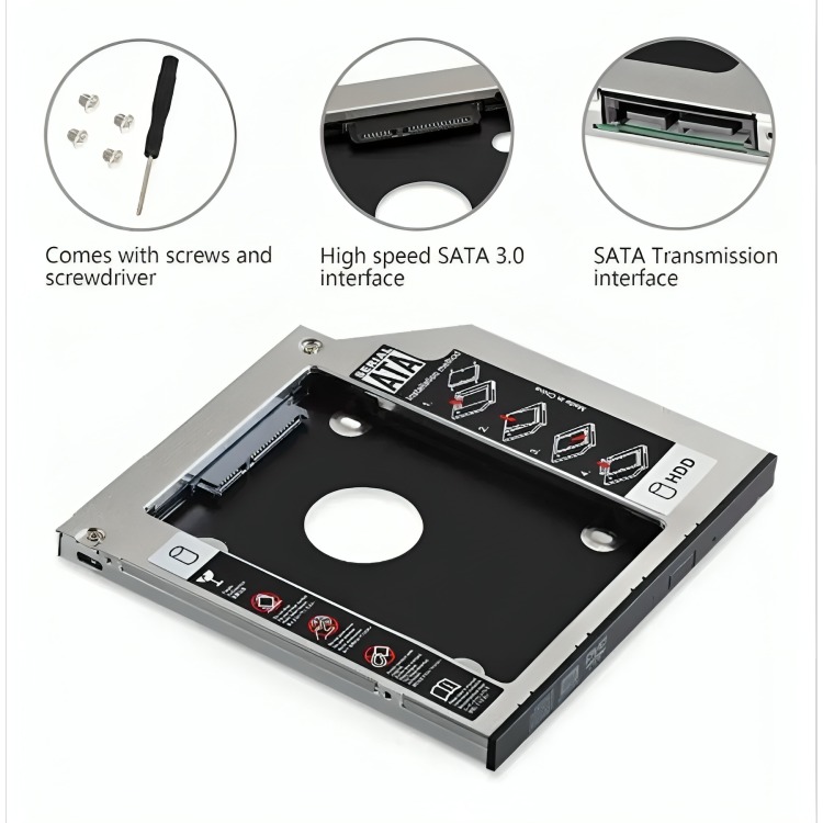 GENÉRICO CADDY ADAPTADOR 12.7MM NOTEBOOK SATA HDD SSD