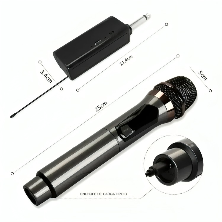 MICRÓFONO INALÁMBRICO PROFESIONAL KARAOKE KIT 2PCS - 4